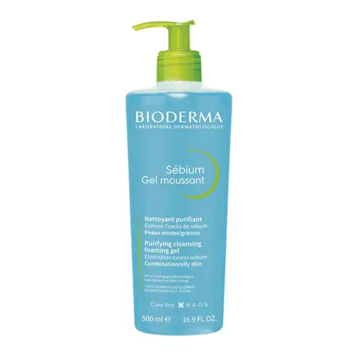 ژل شستشوی بایودرما مدل ژل سبیوم پوست مختلط و چرب bioderma sebium gel moussant 500ml — تصویر ۲