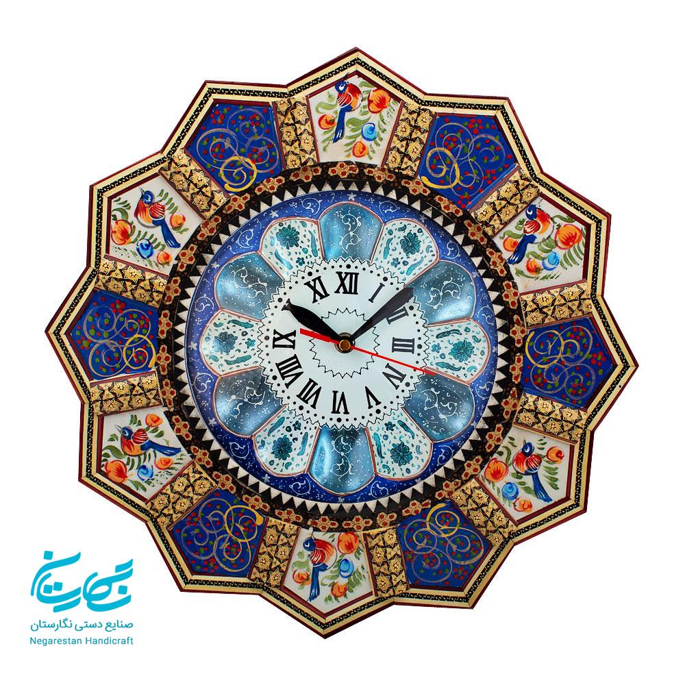 ساعت دیواری خاتم کاری خورشیدی قطر 36 سانتیمتر — تصویر ۲