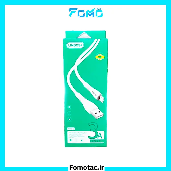 کابل شارژ 3A تایپ‌سی لیندوس‌پلاس(LINDOS) مدل LN-C10