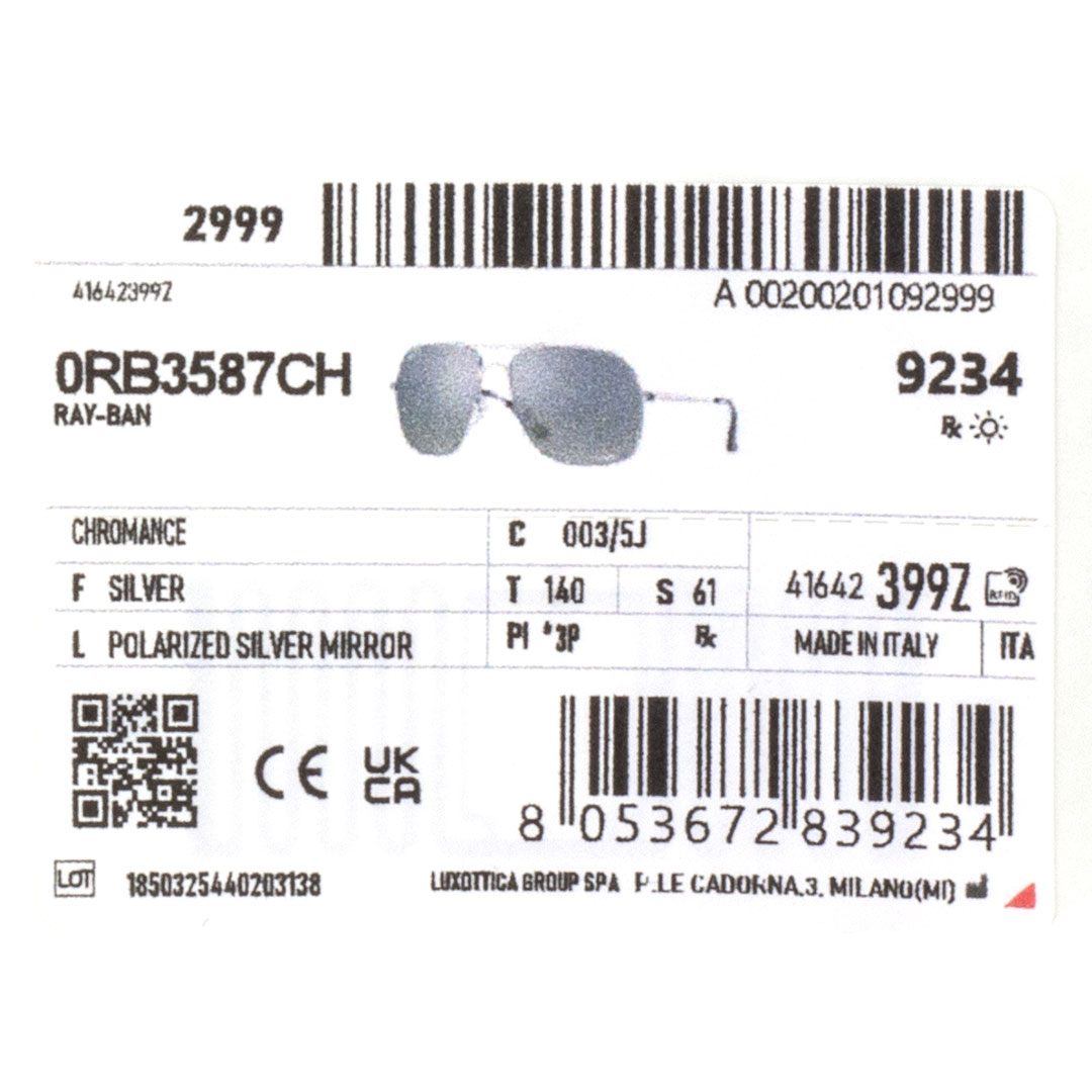 عینک آفتابی ریبن کرومانس RB3387-CH 003/5J — تصویر ۸