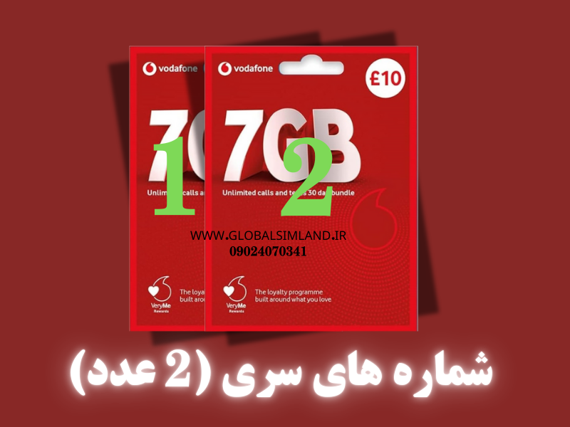 سیم کارت های دوقولو (شماره سریالی پشت سر هم)فیزیکی ودافون انگلیس -فعال (سیم کارت بین المللی، بدون باندل)-کد 044 — تصویر ۲