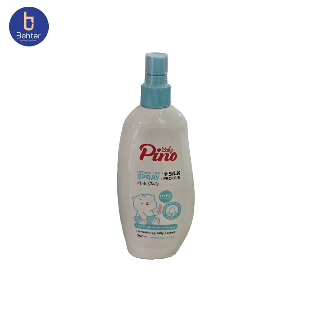 اسپری گره باز کن مو کودک پینوبیبی مخصوص انواع مو حجم 300میل Pino baby baby hair detangling spray for all hair types, 300ml — تصویر ۲