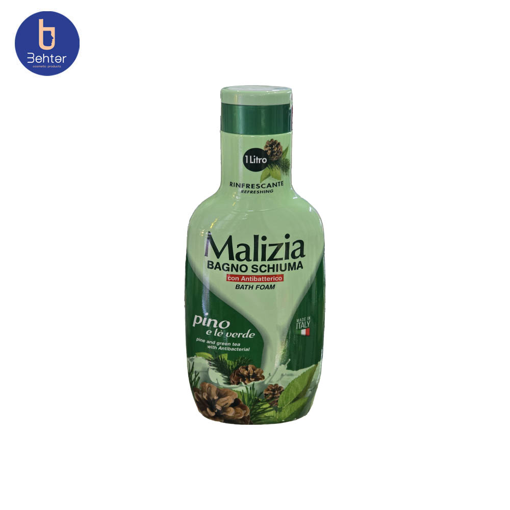 شامپو بدن مالیزیا حاوی چای سبز و میوه درخت کاج حجم 1000 میل Malizia Bath-foam Pine & Green Tea, 1000 ml