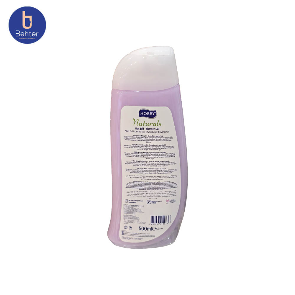 شامپو بدن هوبی سری Naturals مدل Relax حاوی عصاره آویشن و روغن اسطوخودوس 500 میل Hobby Body Shampoo, Naturals Series, Relax Model, Contains Thyme Extract and Lavender Oil, 500 ml — تصویر ۳