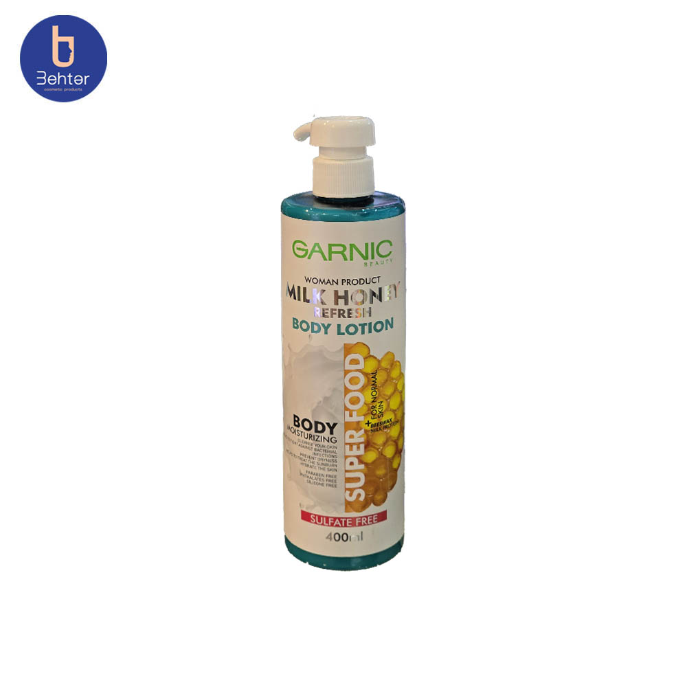 لوسیون بدن شیر و عسل گارنیک 400میل Garnic Milk and Honey Body Lotion 400ml