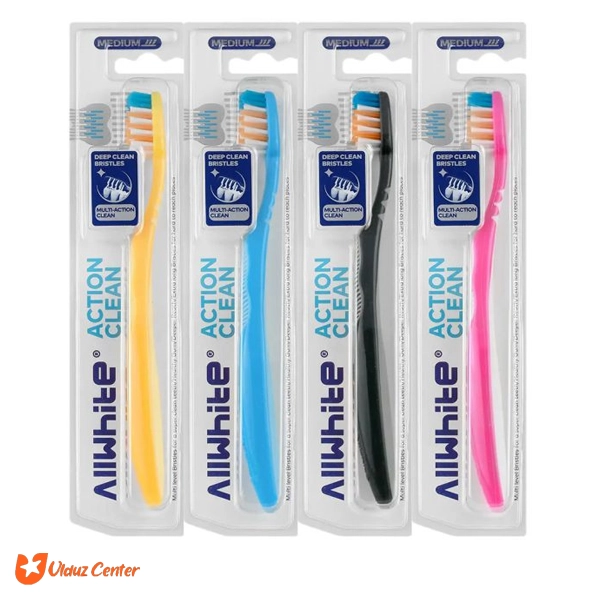 مسواک All White با برس متوسط مدل Active Clean کد 629