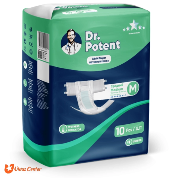 پوشک بزرگسال چسبی دکتر پوتنت سایز متوسط (M) بسته 10 عددی