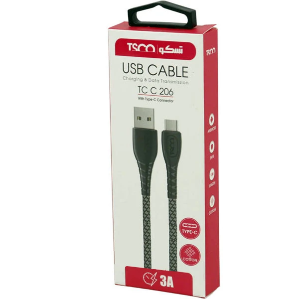 کابل تبدیل USB به Type-C تسکو مدل TCC206 طول 1 متر — تصویر ۳