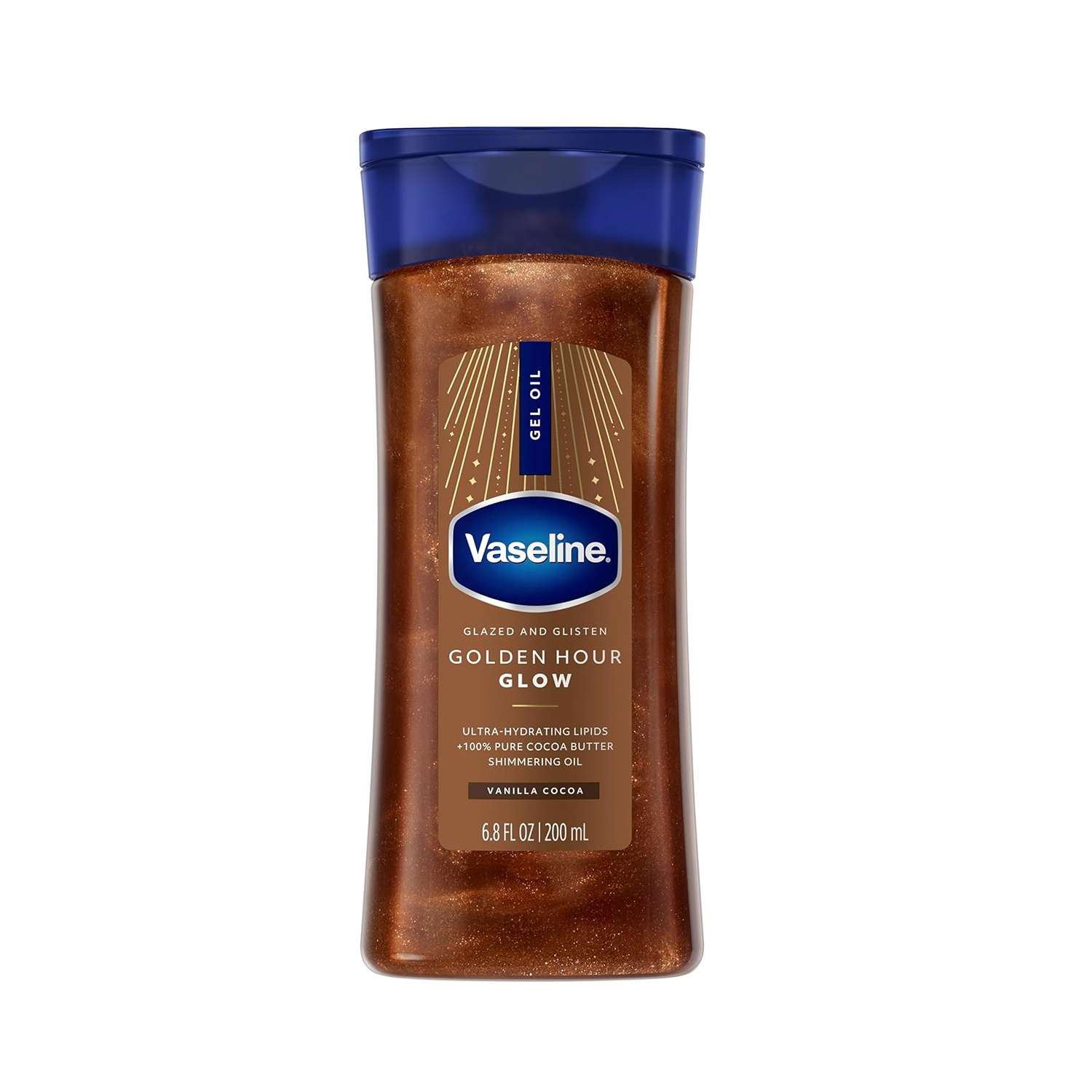 کره کاکائو اکلیلی وازلین مدل Golden Hour Glow مناسب تنینگ و برنز حجم 200 میلیلیتر