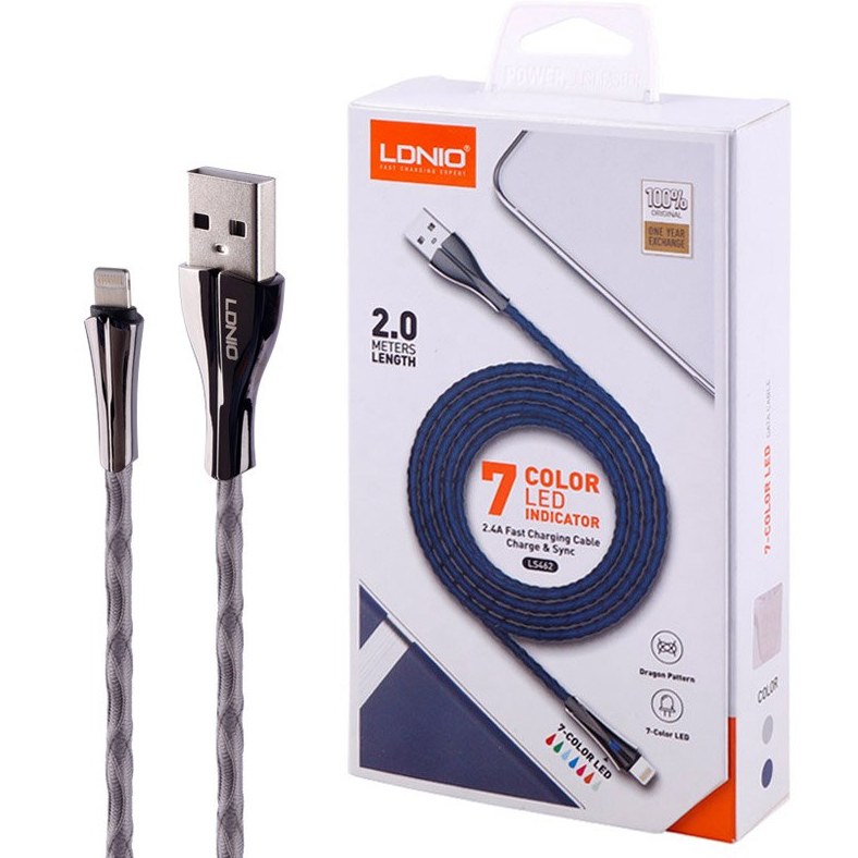 کابل آیفونی فست شارژ Ldnio LS462 2.4A 2m