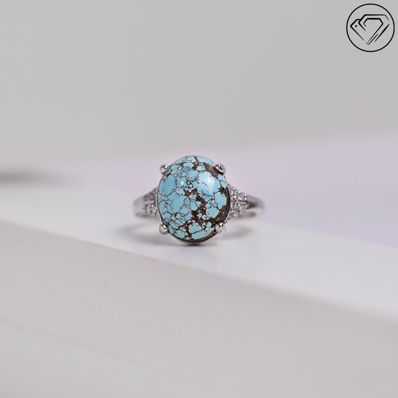 انگشتر نقره زنانه فیروزه نیشابوری مدل GA-1504 — تصویر ۲