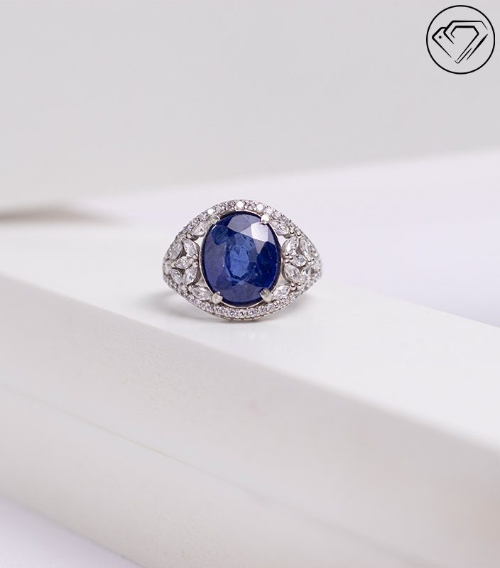 انگشتر نقره زنانه یاقوت کبود مدل GA-1477 — تصویر ۲