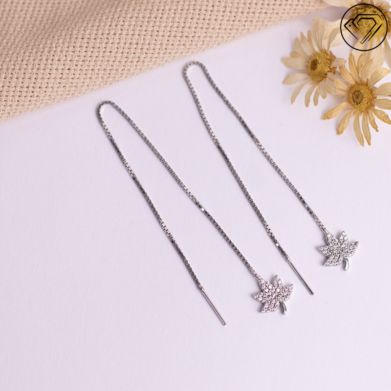 گوشواره نقره بخیه ای برگ مدل GA-7514