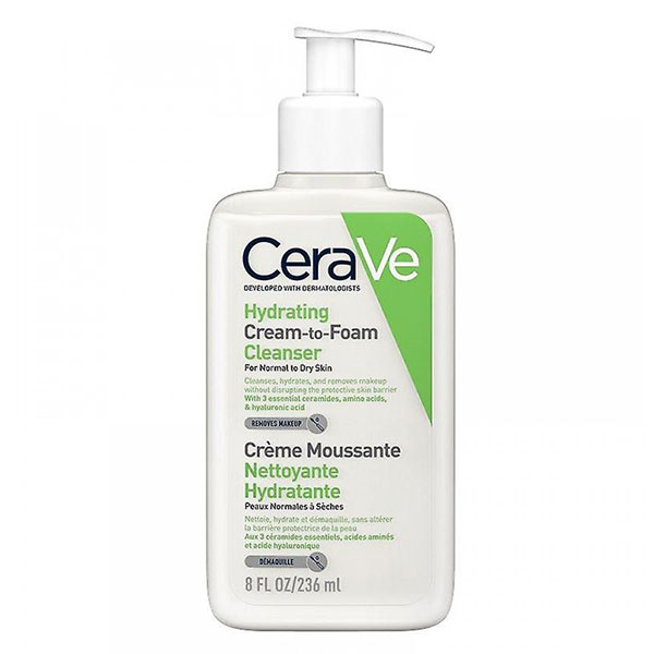 فوم شوینده کرمی پوست نرمال تا خشک سراوی Cerave Hydrating Cream To Foam For Normal To Dry 236Ml — تصویر ۲