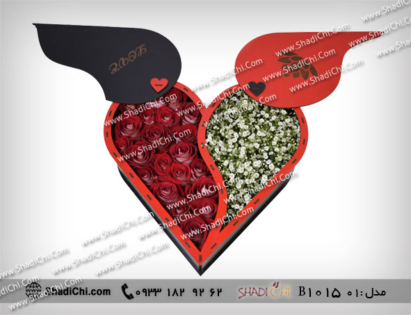باکس گل رز قلبی تبریک