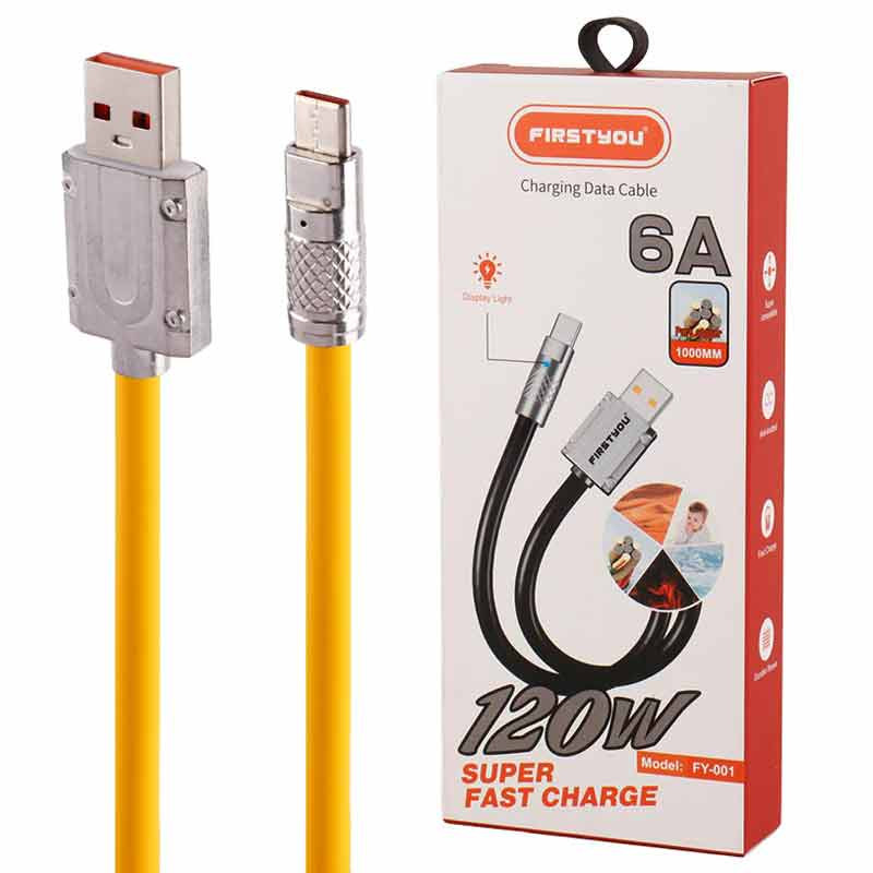 کابل تایپ سی فست شارژ Firstyou FY-001 6A 120W 1m — تصویر ۲
