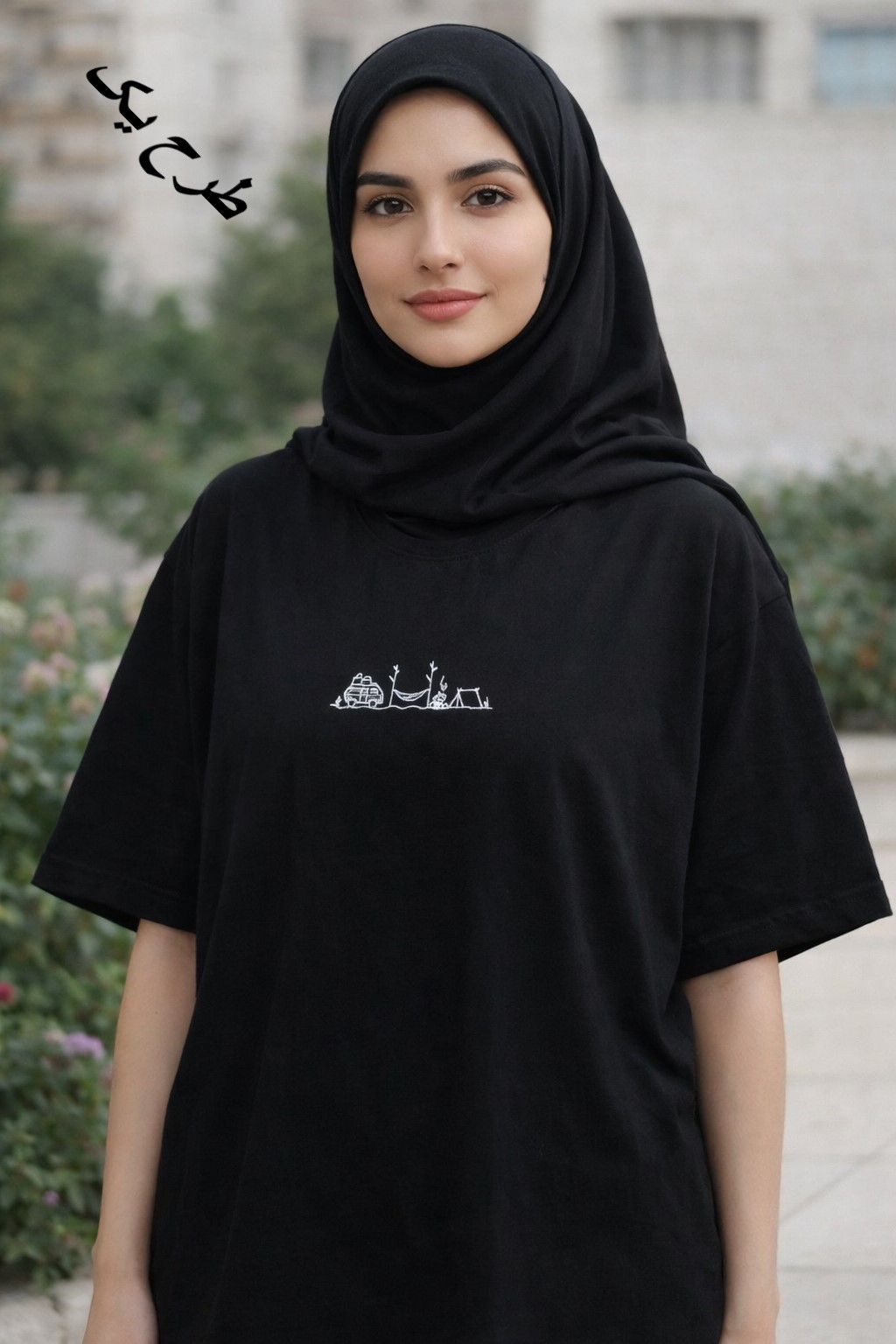 تیشرت باکسی زنانه مدل مشکی محرمی کد: 108 — تصویر ۲