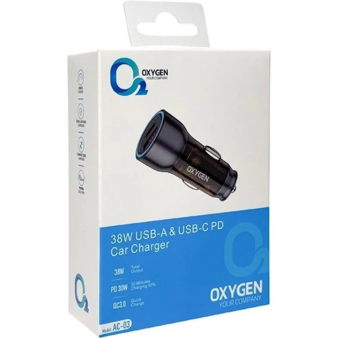 شارژر فندکی فست شارژ OXYGEN AC-03 38W — تصویر ۲