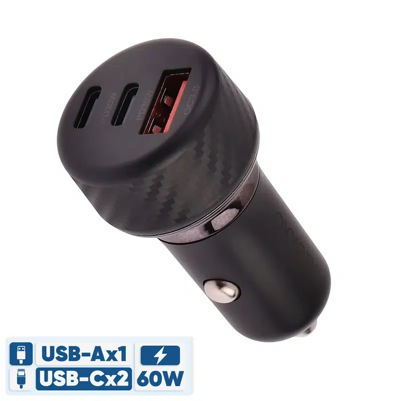 شارژر فندکی سه پورت اکسیژن مدل AC-06 توان 60 وات — تصویر ۲