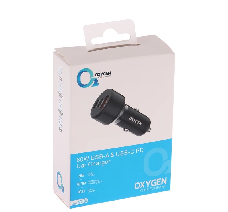 شارژر فندکی سه پورت اکسیژن مدل AC-06 توان 60 وات — تصویر ۵