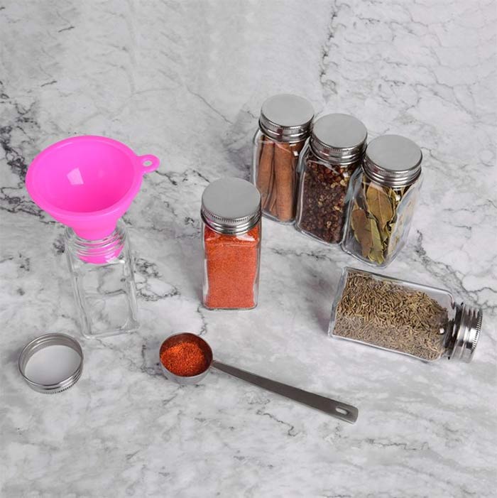 پک جا ادویه شیشه ای مکارتی چهارگوش 6 عددی + سری نمکپاش — تصویر ۶