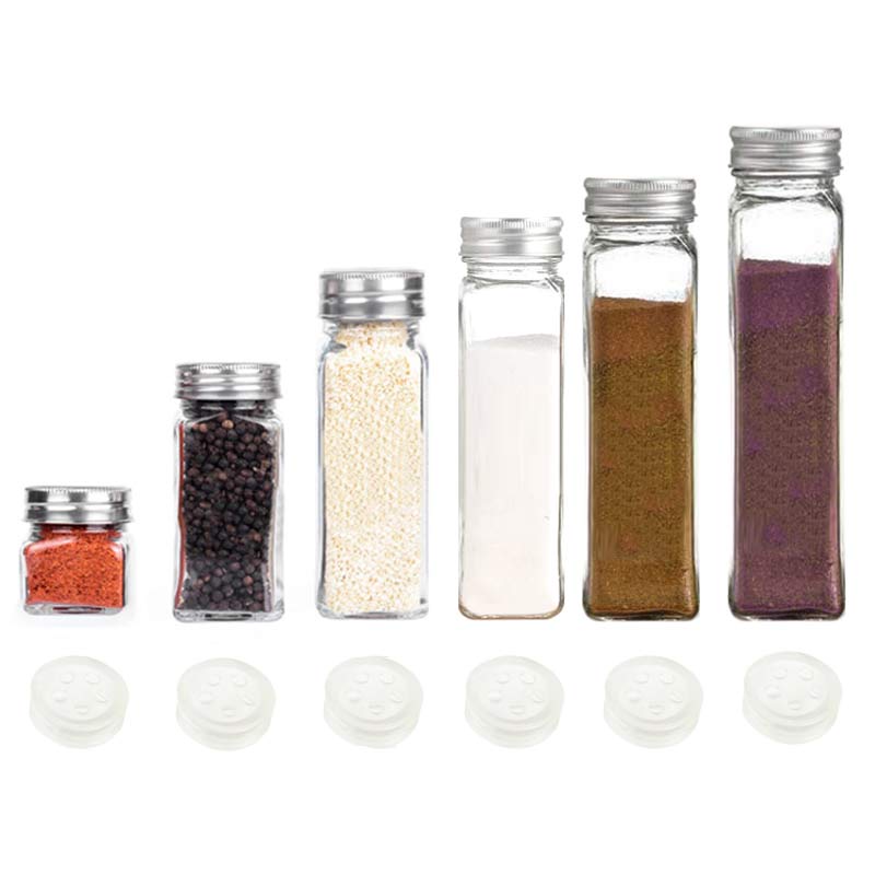 پک جا ادویه شیشه ای مکارتی چهارگوش 6 عددی + سری نمکپاش