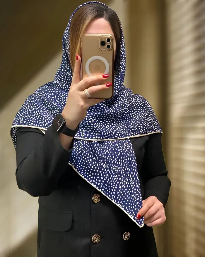 روسری نخی لبه دست دوز طرح سنگی — تصویر ۷