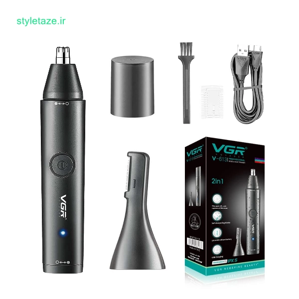 موزن گوش، بینی و ابرو حرفه ای شارژی USB با تیغه های دو لبه ضد آب IPX5 وی جی آر مدل V-613