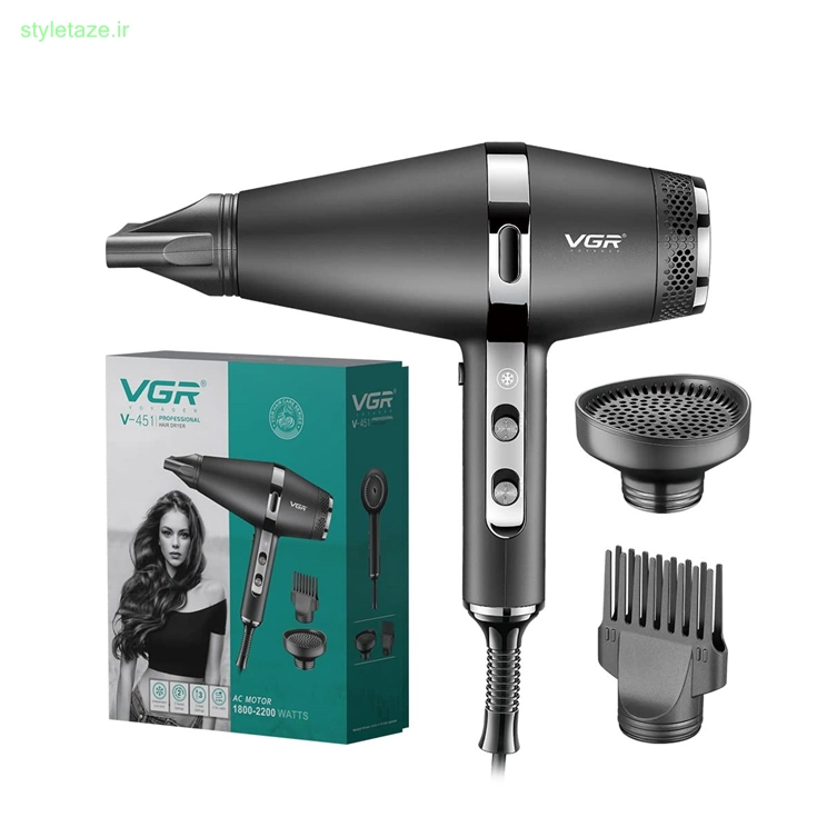 سشوار حرفه ای وی جی ار مدل V-451 — تصویر ۲