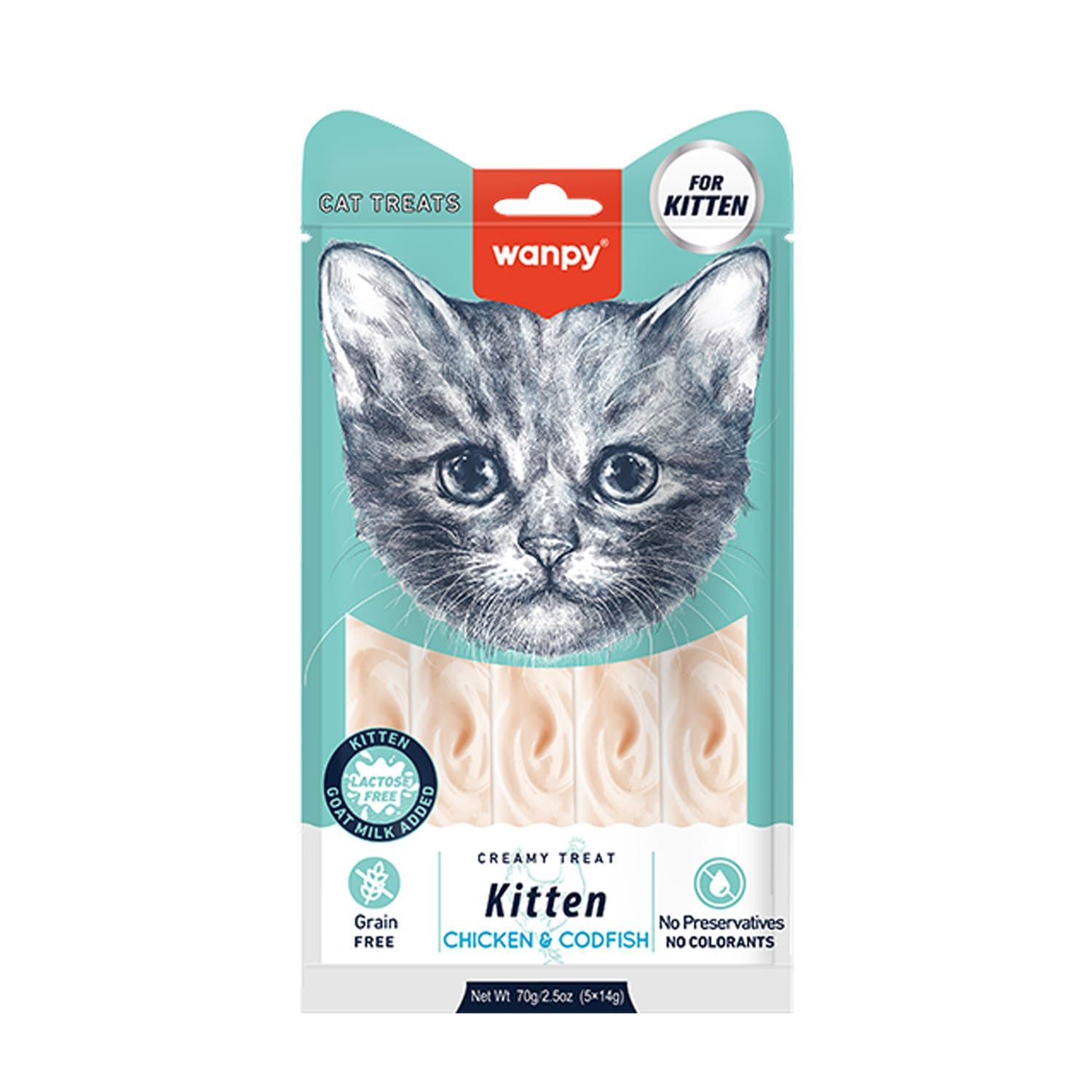 بستنی بچه گربه ونپی مدل Creamy treat kitten chicken & coldfish وزن 70 گرم — تصویر ۲