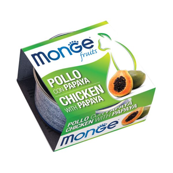 کنسرو گربه بالغ مونژه مرغ و پاپایا Monge Fruits Chicken And Papaya وزن 85 گرم — تصویر ۳