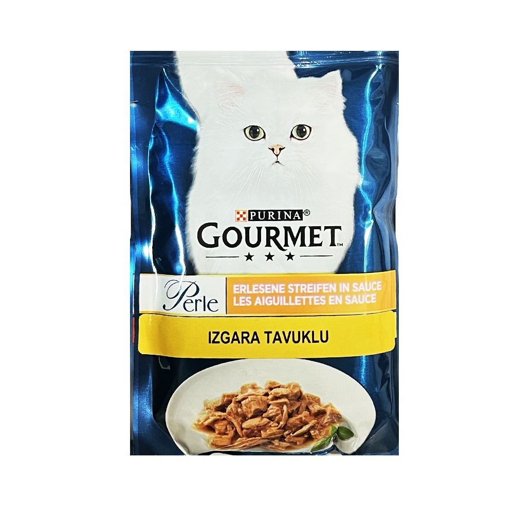 پوچ گربه گورمت Gourmet با طعم مرغ در سس وزن ۸۵ گرم