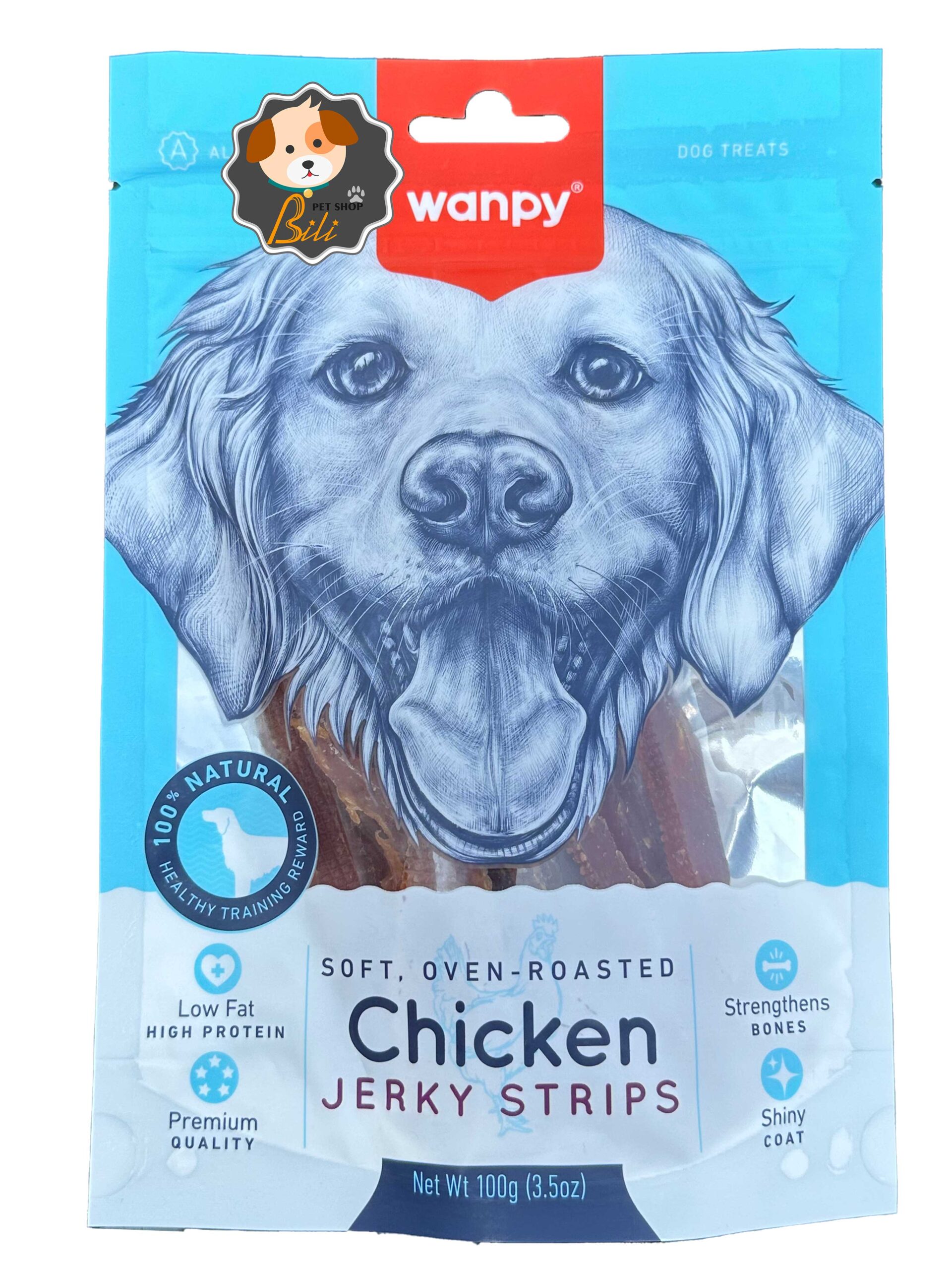 تشویقی ونپی سگ جرکی استریپ مرغ ۱۰۰ گرمی ـ WANPY CHICKEN JERKY STRIPS 100 GR