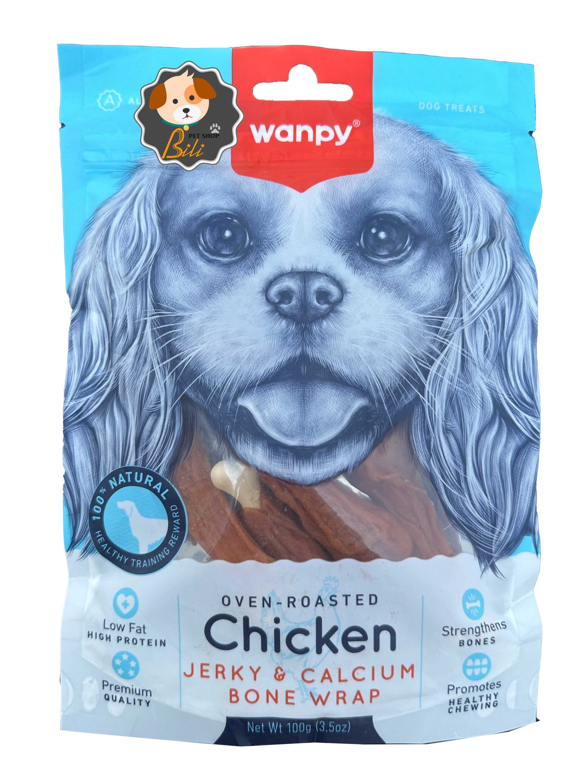 تشویقی ونپی سگ مدل ران مرغ کلیسمی ۱۰۰ گرمی ـ WANPY CHICKEN JERKY & CALCIUM BONE WRAP 100 GR — تصویر ۲