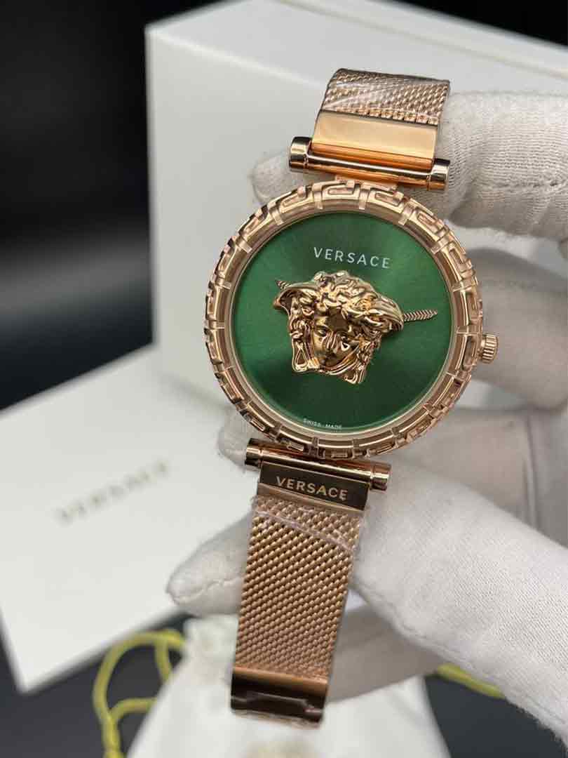 ساعت مچی زنانه ورساچه گرکا رزگلد صفحه سبز Versace Greca Rosegold and Green Screen — تصویر ۲
