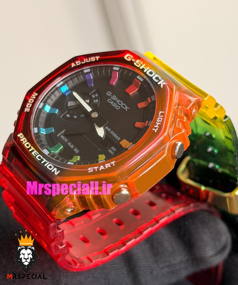 ساعت کاسیو جیشاک شیشه ای هفت رنگ صفحه مشکی Casio g-shock GA-2100 021692 — تصویر ۴