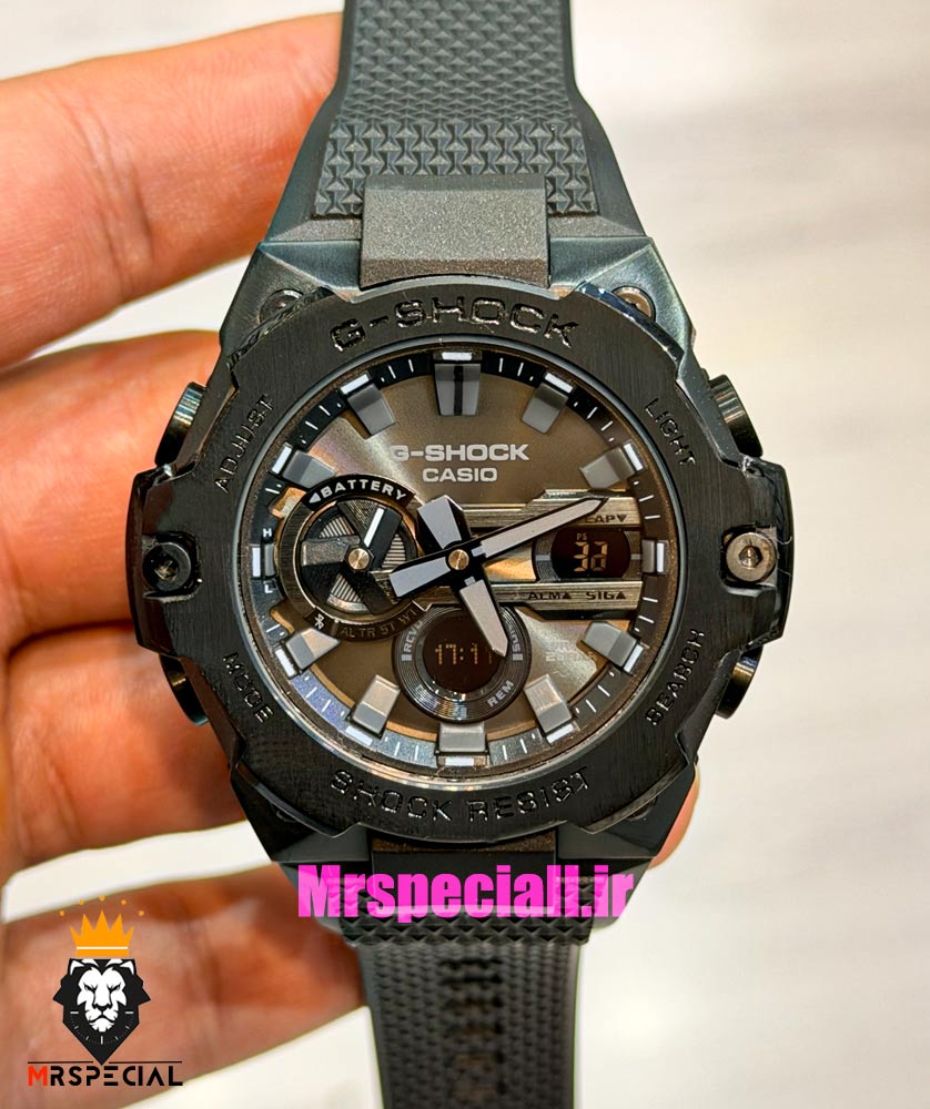 ساعت کاسیو جیشاک بند رابر مشکی قاب مشکی صفحه مشکی Casio g-shock GST-B400 021666 — تصویر ۳