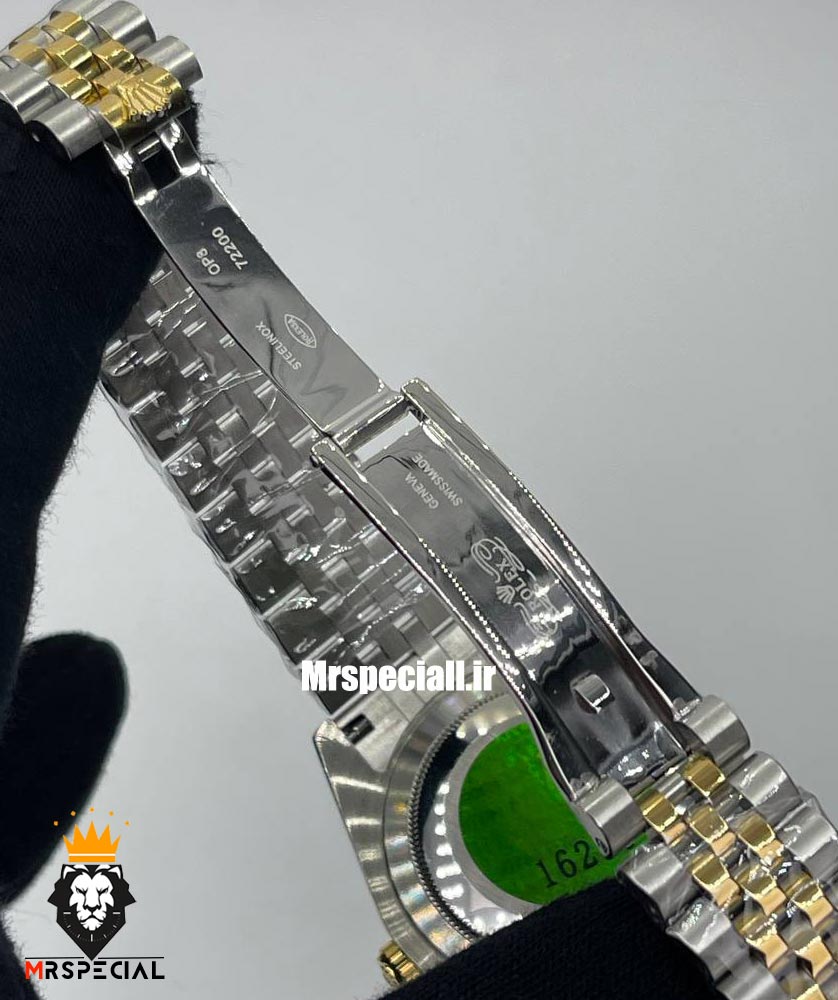 ساعت رولکس زنانه دیت جاست قاب نگین دورنگ طلایی صفحه سبز 021663 ROLEX DATEJUST — تصویر ۶