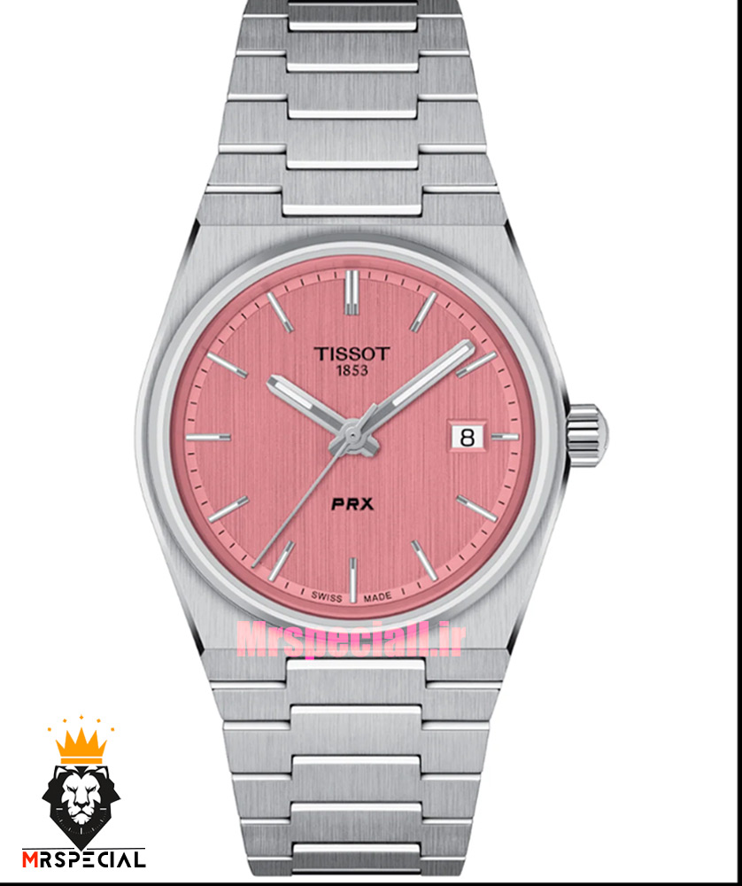 ساعت تیسوت زنانه مدل پی ار ایکس کوارتز استیل صفحه صورتی 021577 TISSOT PRX
