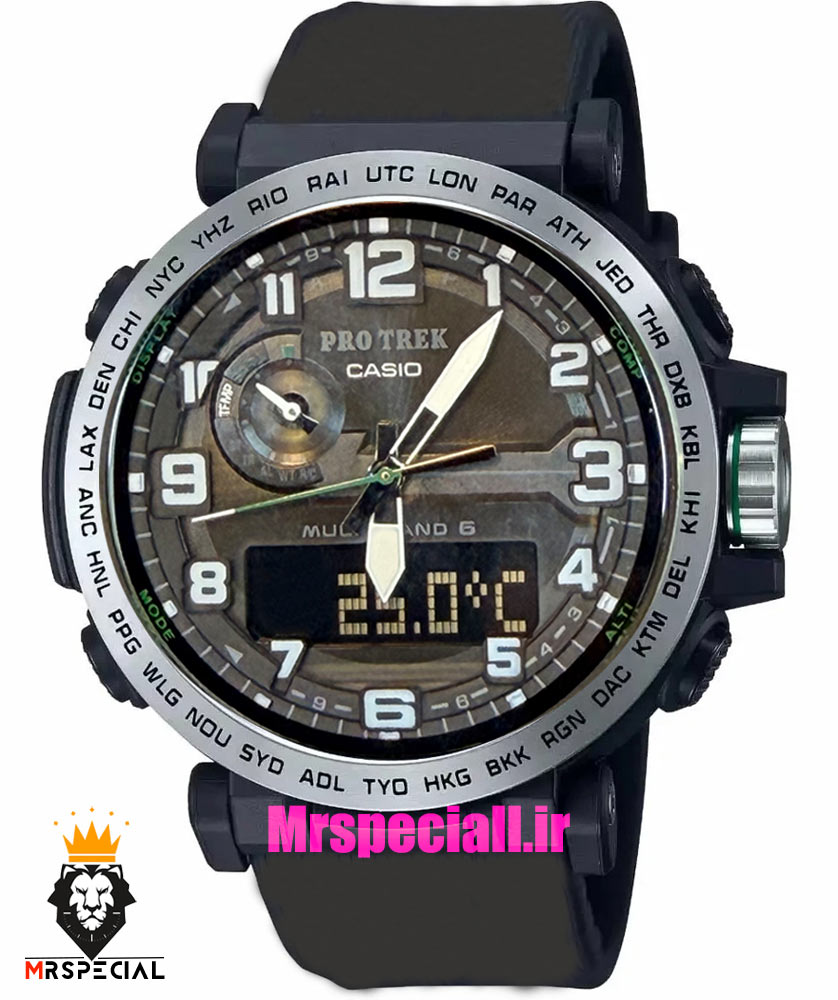 ساعت کاسیو پروترک مردانه بند رابر مشکی صفحه مشکی 021536 Casio ProTrek PRW-6600Y‏