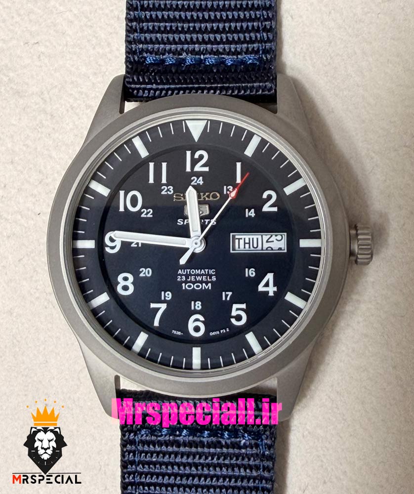 ساعت سیکو 5 مردانه اتوماتیک بند ناتو سورمه ای صفحه سورمه ای 021527 SEIKO — تصویر ۳