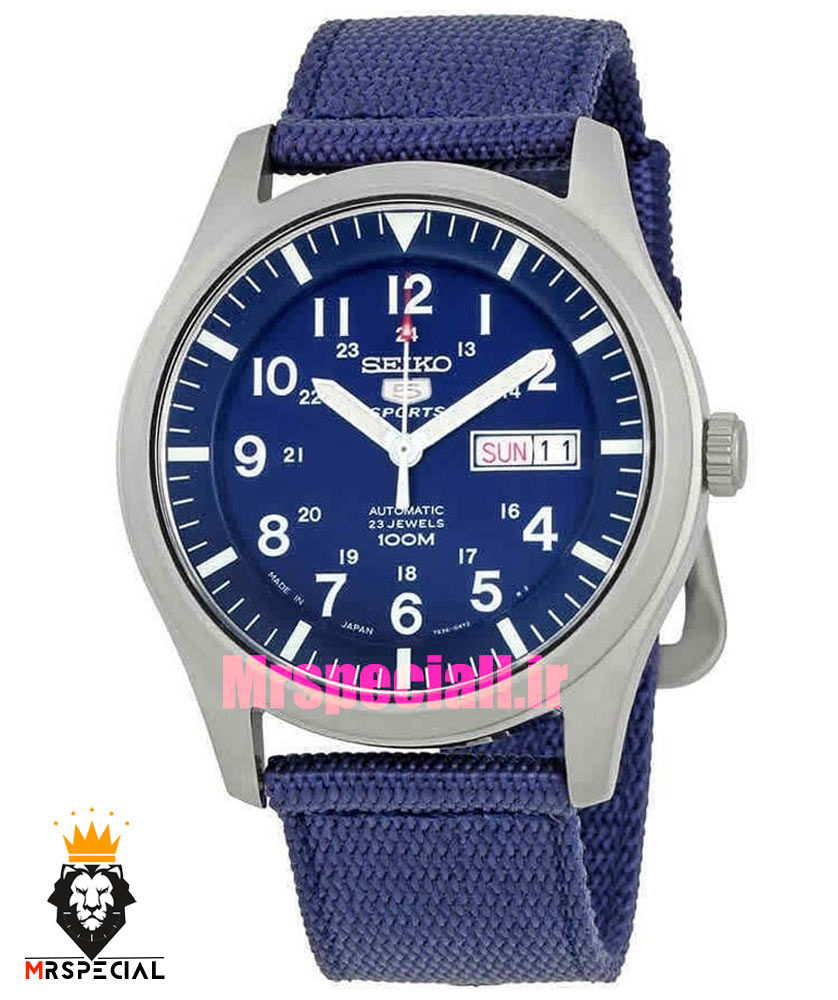 ساعت سیکو 5 مردانه اتوماتیک بند ناتو سورمه ای صفحه سورمه ای 021527 SEIKO