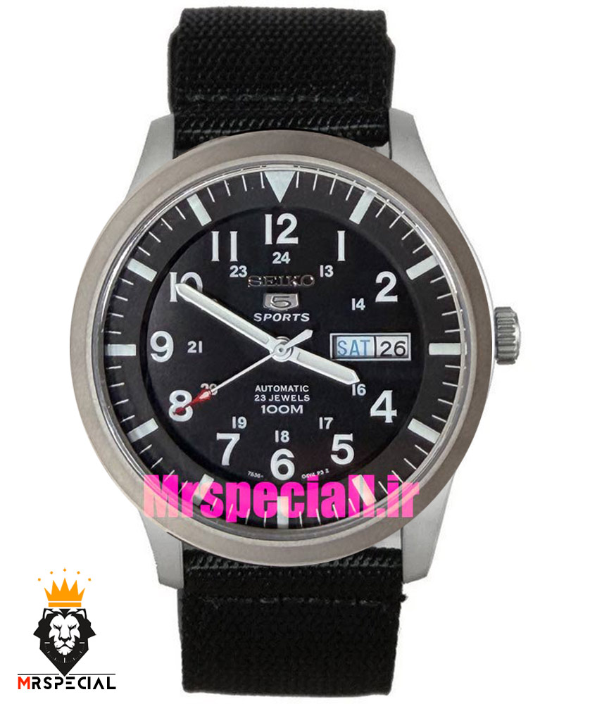 ساعت سیکو 5 مردانه اتوماتیک بند ناتو مشکی صفحه مشکی 021526 SEIKO — تصویر ۲