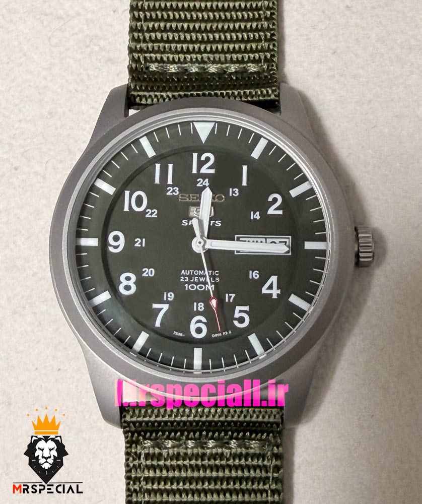 ساعت سیکو 5 مردانه اتوماتیک بند ناتو سبز صفحه سبز 021525 SEIKO — تصویر ۳