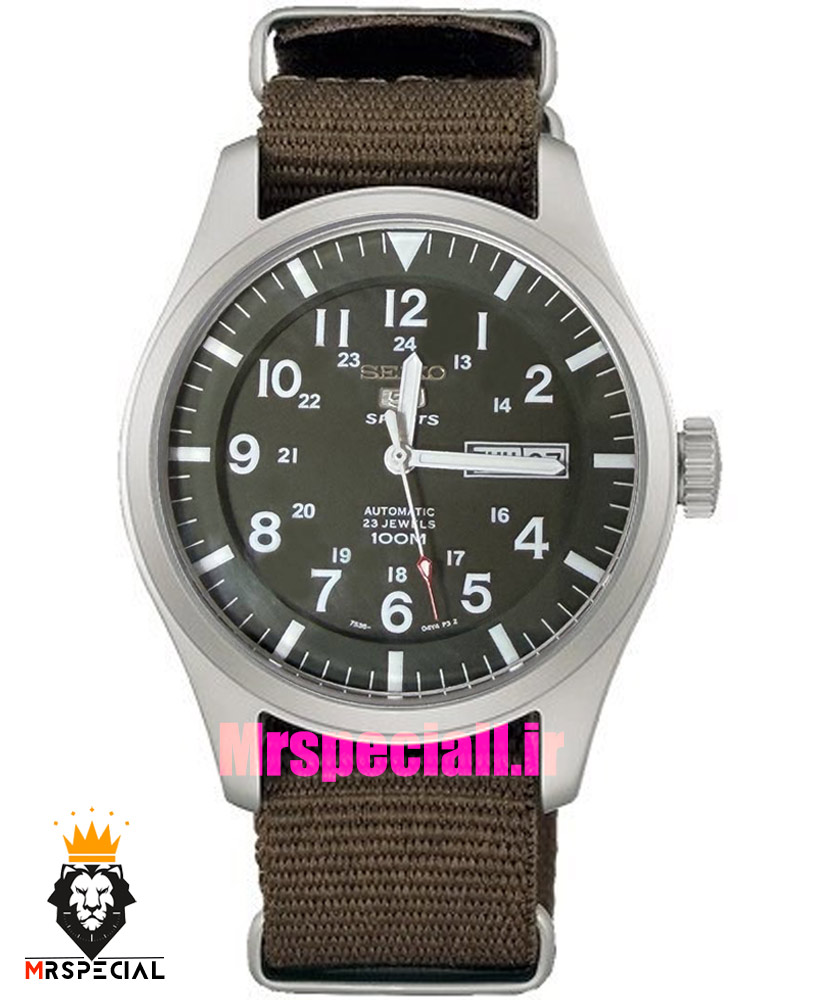 ساعت سیکو 5 مردانه اتوماتیک بند ناتو سبز صفحه سبز 021525 SEIKO
