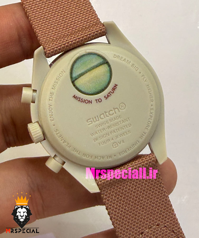 ساعت امگا سواچ اسپید مستر کرنوگراف قهوه ای بژ 021508 MOONSWATCH Brown Beige — تصویر ۵
