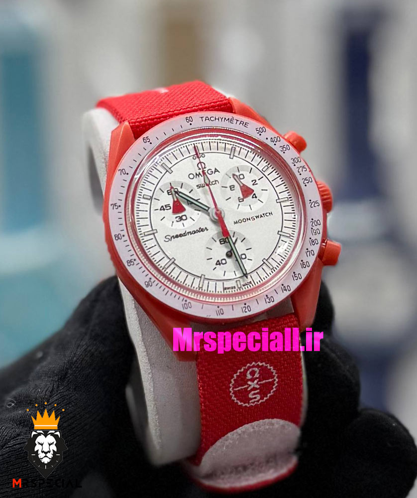 ساعت امگا سواچ اسپید مستر کرنوگراف قرمز سفید 021507 MOONSWATCH White Red — تصویر ۳