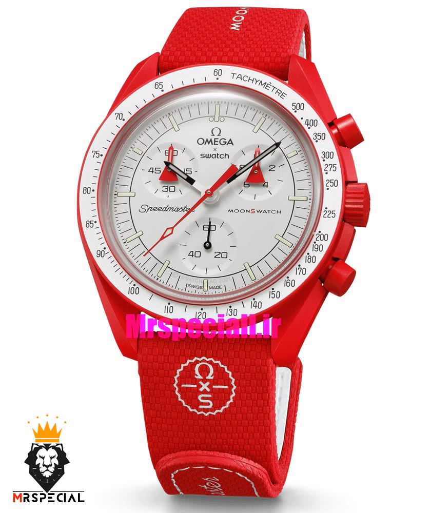 ساعت امگا سواچ اسپید مستر کرنوگراف قرمز سفید 021507 MOONSWATCH White Red — تصویر ۲