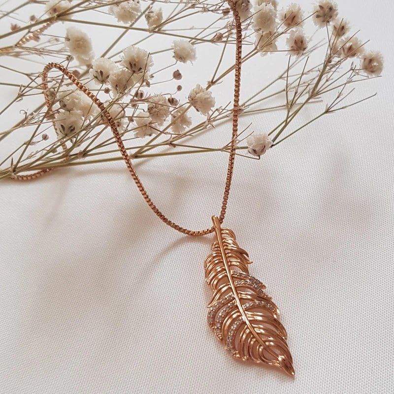 آویز گردنبند ژوپینگ مدل برگ نگینی — تصویر ۵