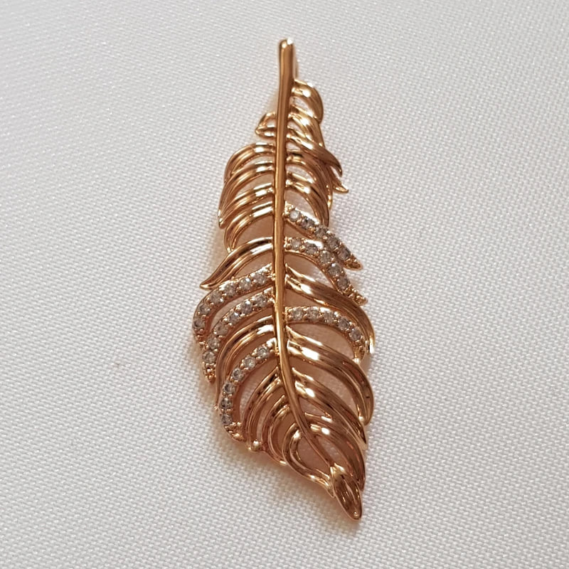آویز گردنبند ژوپینگ مدل برگ نگینی — تصویر ۴